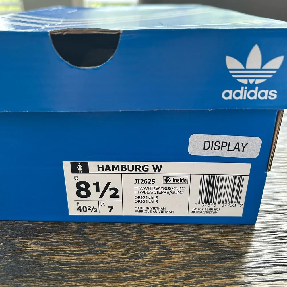 Adidas Women’s Size 8.5 Shoes Hamburg White Blue Sky Rush - Picture 5 of 7